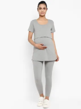 2pc. Maternity UnderBelly Leggings + Feeding T-Shirt