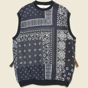 30/-SWT Knit Bandanna BIG Vest - Black