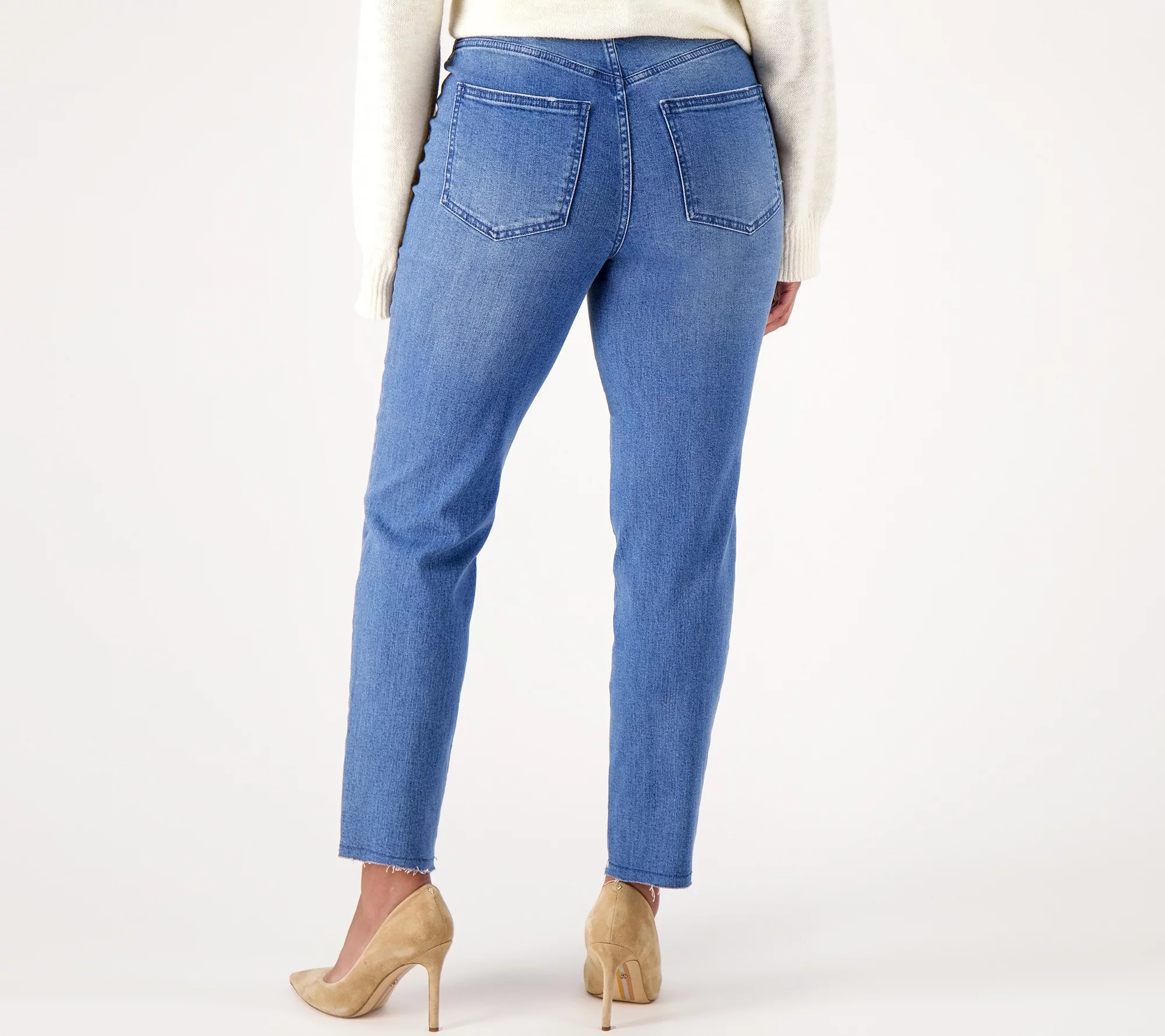 "As Is" Girl With Curves Raw Hem Regular Girlfriend Jeans