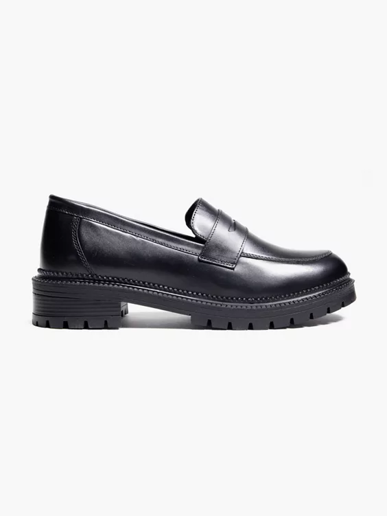 5th Avenue  Black Leather Chunky Loafer