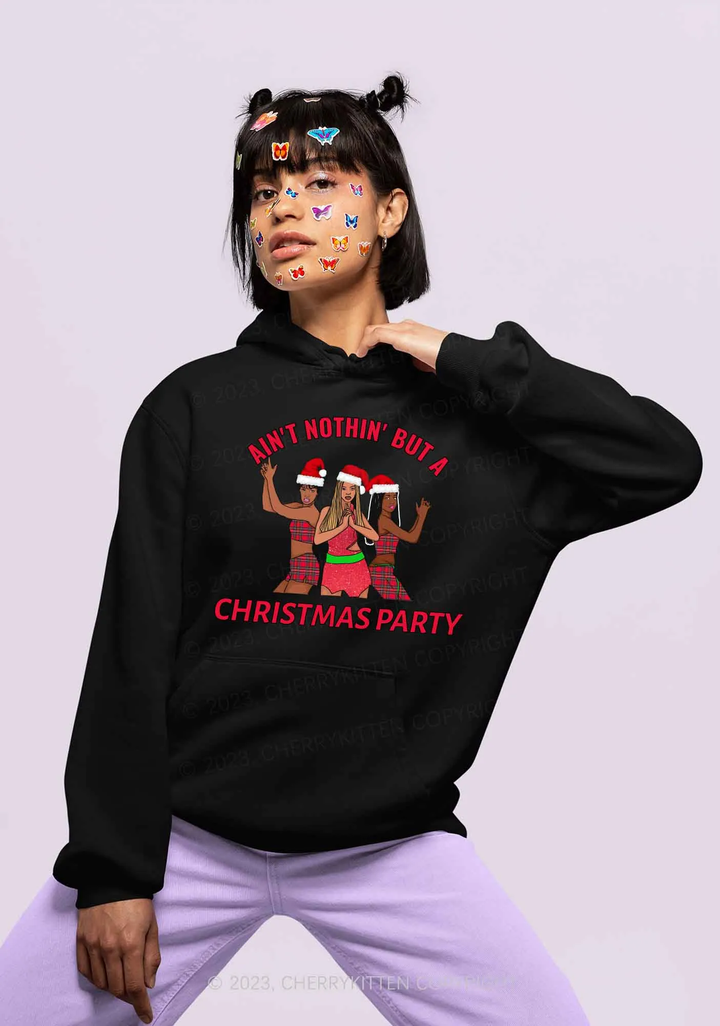 Ain't Nothin' But A Christmas Party Y2K Hoodie Cherrykitten