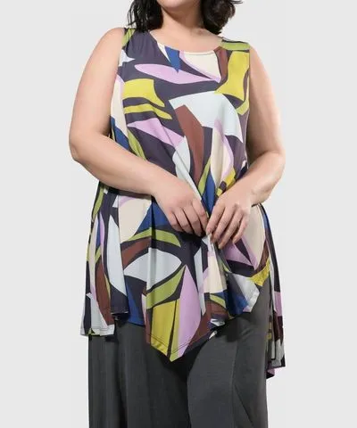 ALEMBIKA Amelie Sleeveless Tunic Top In Abstract