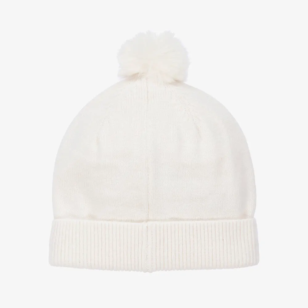 Baby Girls Ivory Pom-Pom Hat