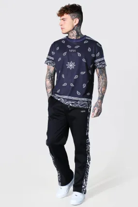 Bandana Print Tee & Loose Fit Tricot Joggers | boohooMAN UK