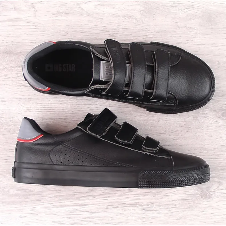 Big Star LL274A208 black ecological leather sneakers with velcro