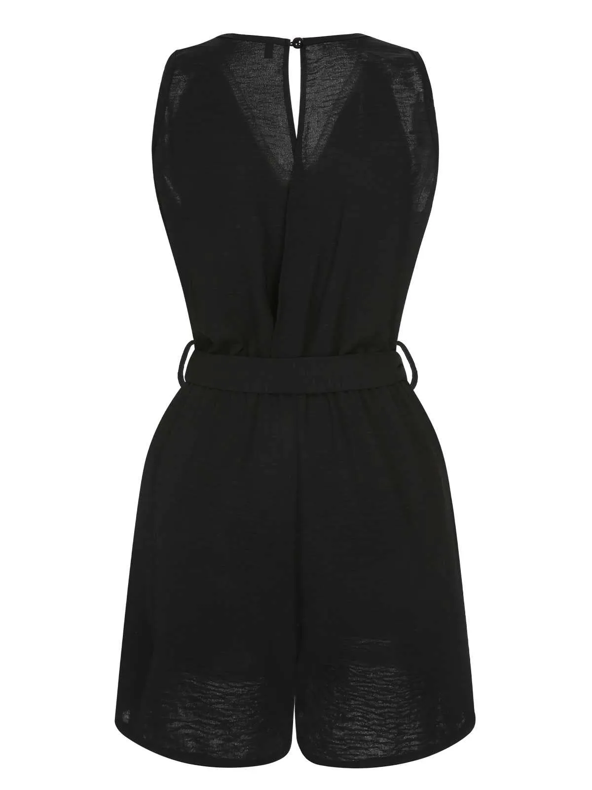 Black 1960s V-Neck Belted Romper