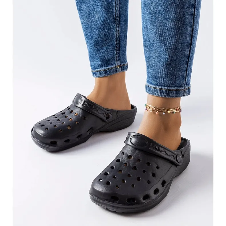 Black foam slip-on sandals from Hayes