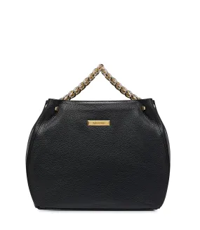 Black leather shoulder bag