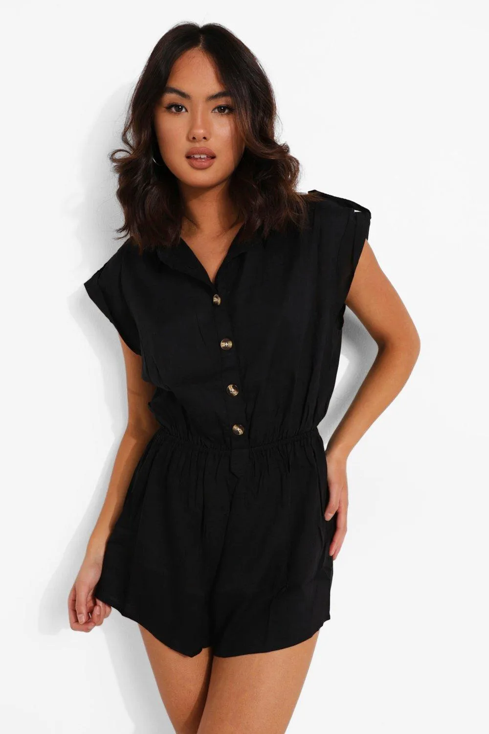 Button Down Collared Romper