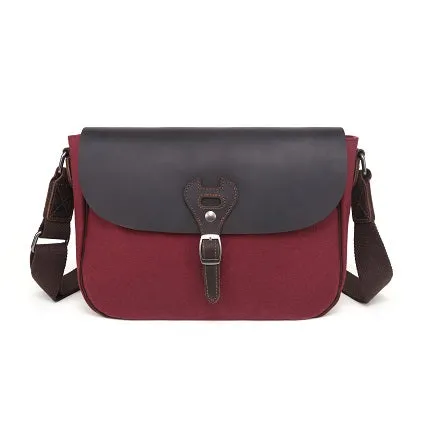 Canvas Shoulder Bag with Leather Trim