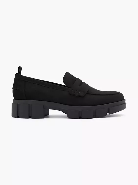 Catwalk  Black Faux Suede Chunky Loafer