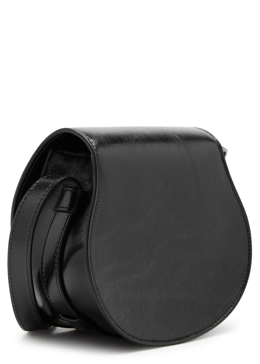 CHLOE Marcie small glossed leather saddle bag -                         -                     -                