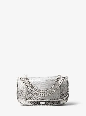 Christie Mini Metallic Python Embossed Leather Envelope Bag