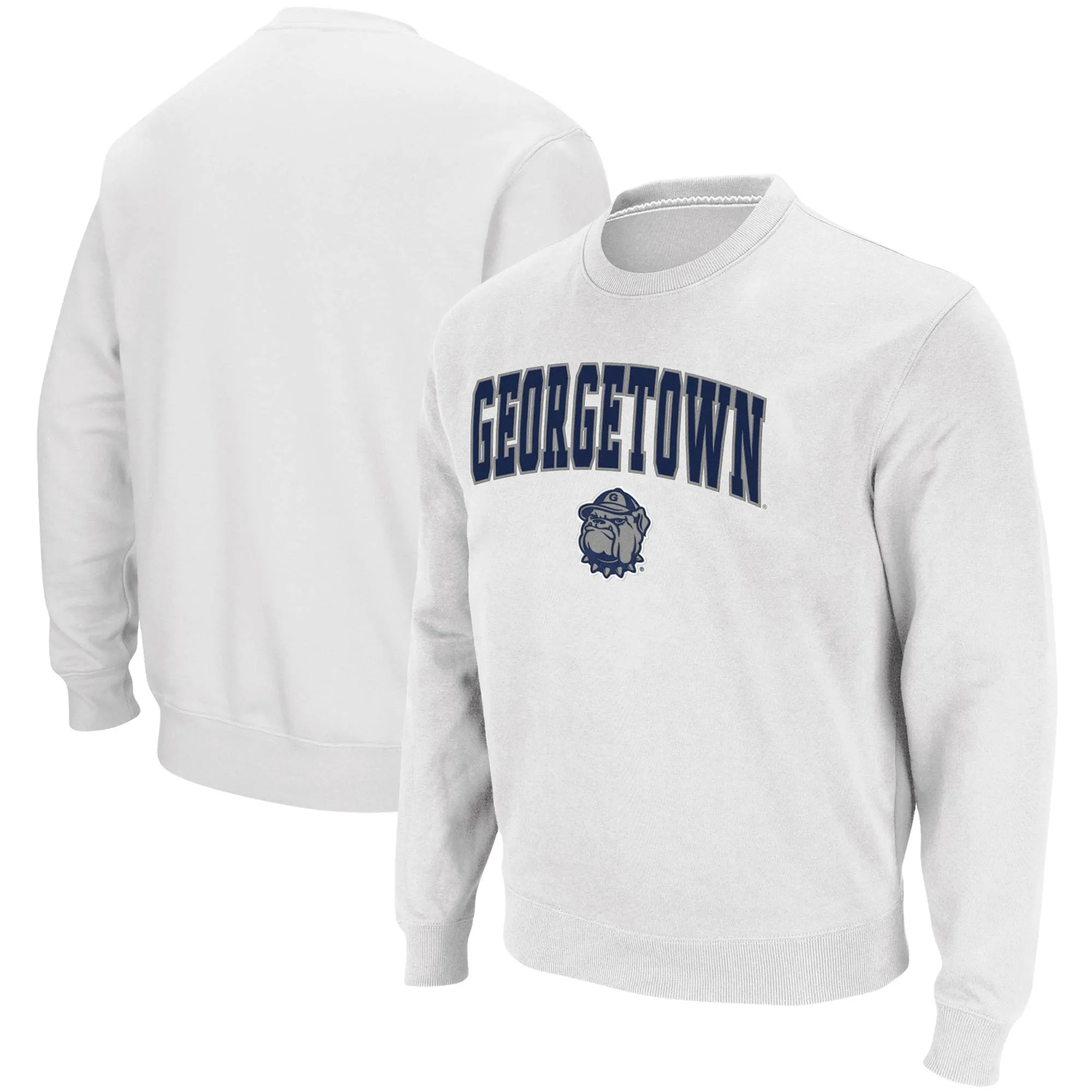 Colosseum Georgetown Hoyas White Arch & Logo Tackle Twill Pullover Sweatshirt