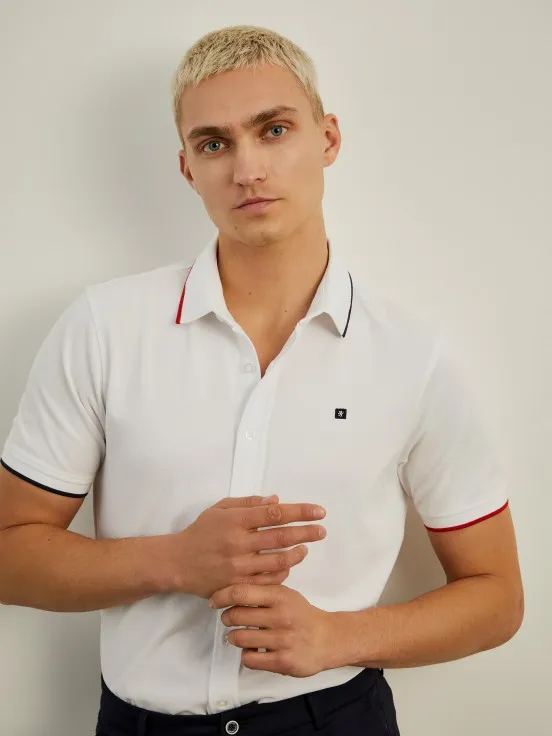 Cotton polo shirt with stripes