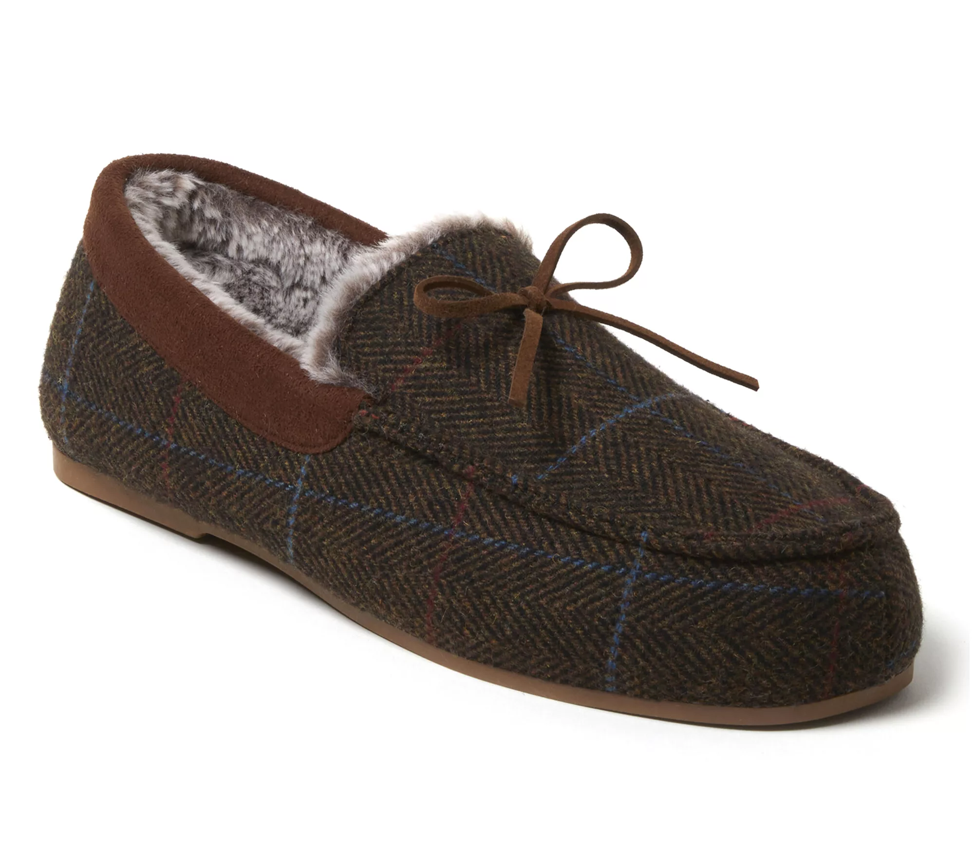 Dearfoams Men's Indoor/Outdoor Plaid Moccasin Slipper - Atlas