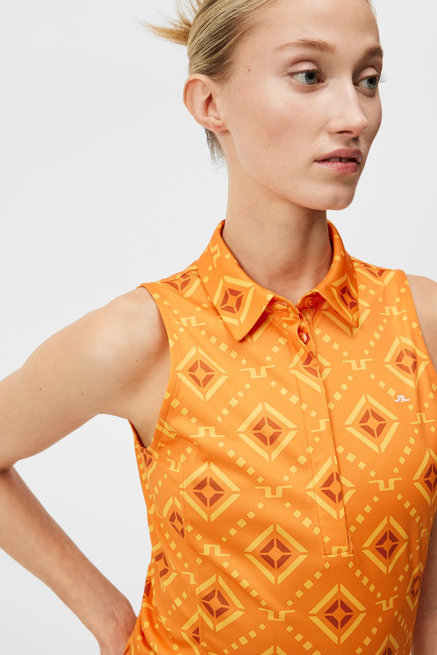 Dena Print Sleeveless Top / Orange Diamond logo