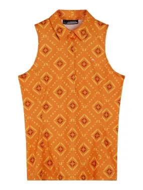 Dena Print Sleeveless Top / Orange Diamond logo