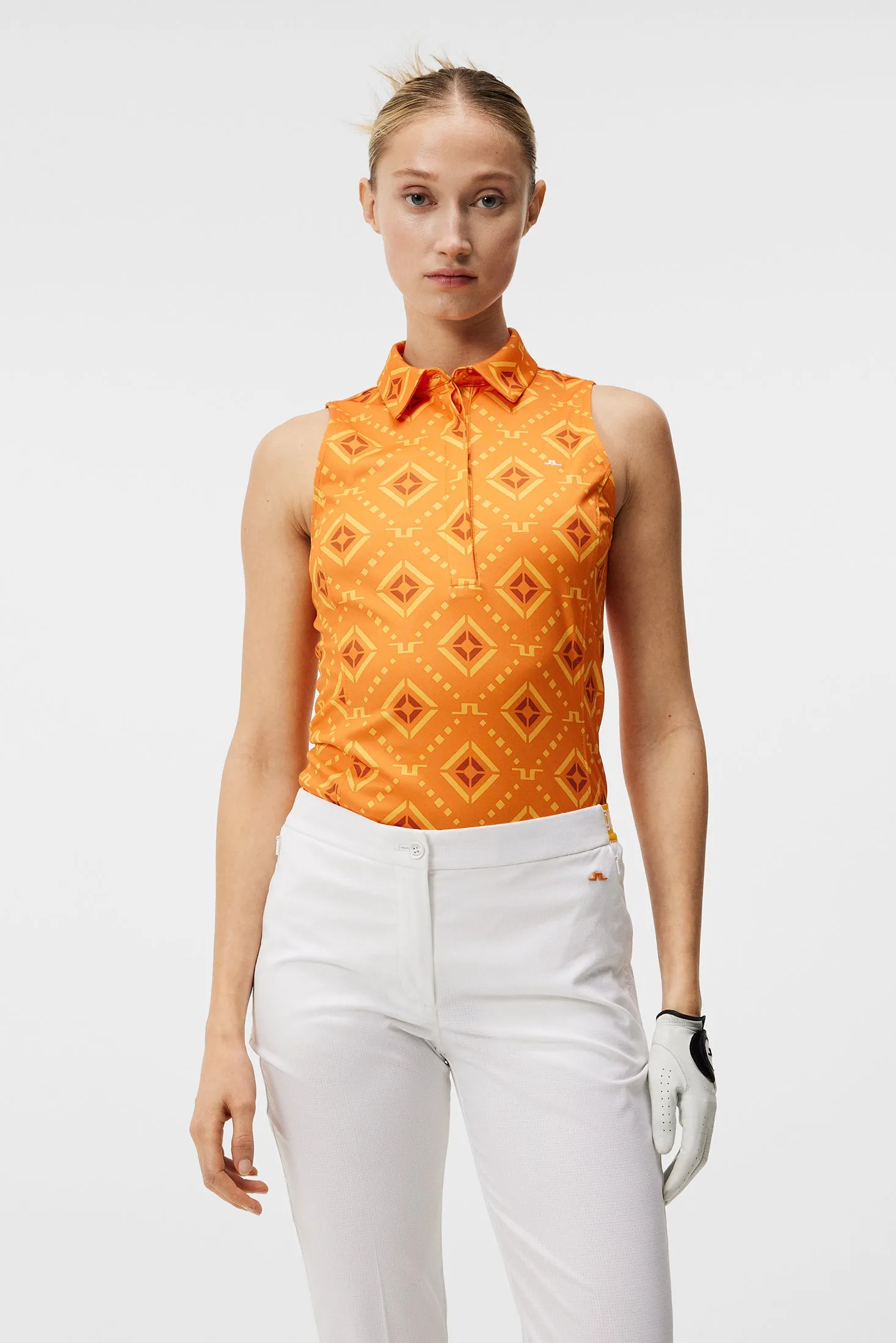 Dena Print Sleeveless Top / Orange Diamond logo