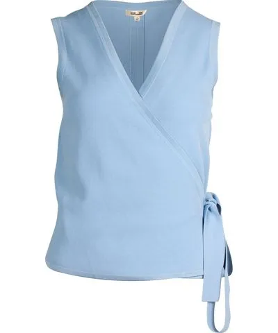 Diane von Furstenberg Sleeveless Wrap Top in Blue Viscose Blend