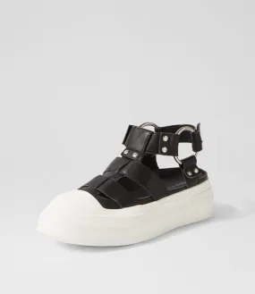 DJANGO & JULIETTE Akash Black White Leather Sneakers