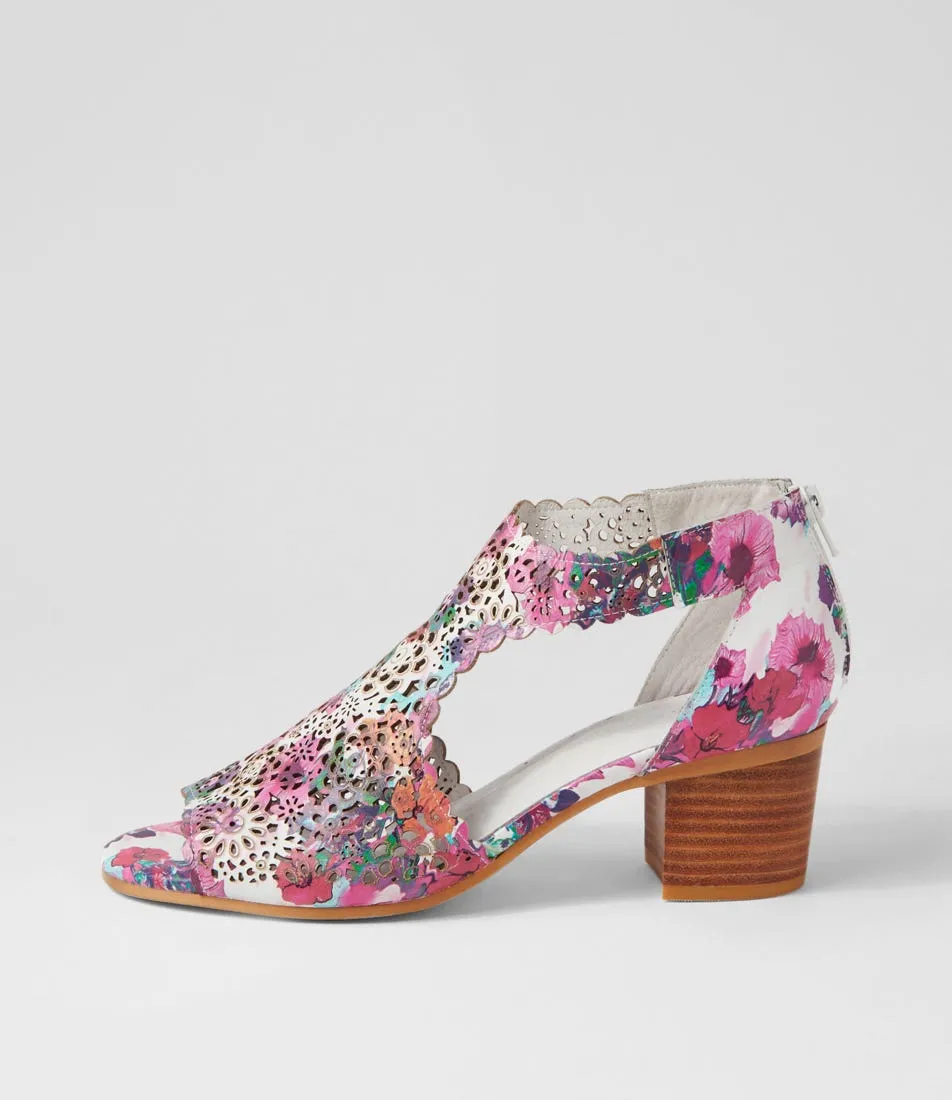 DJANGO & JULIETTE Bames Poppy Print Leather Sandals