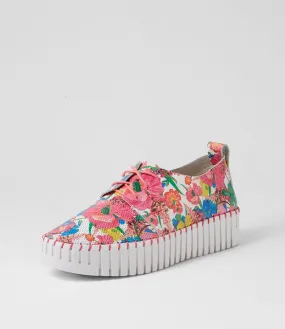 DJANGO & JULIETTE Batu White Flowermania Leather Sneakers