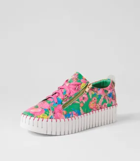 DJANGO & JULIETTE Bump Emerald Flowermania Leather Sneakers