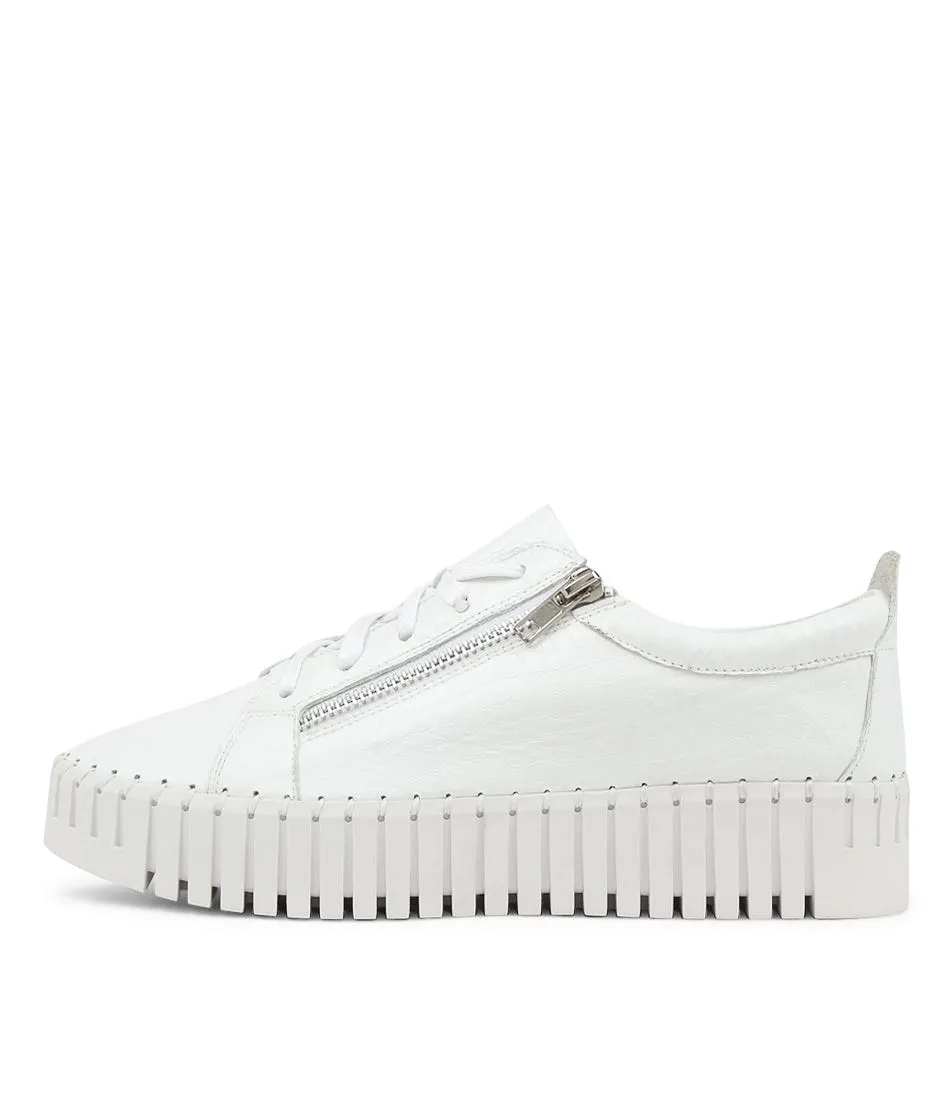 DJANGO & JULIETTE Bump White Croco Leather Sneakers Ws