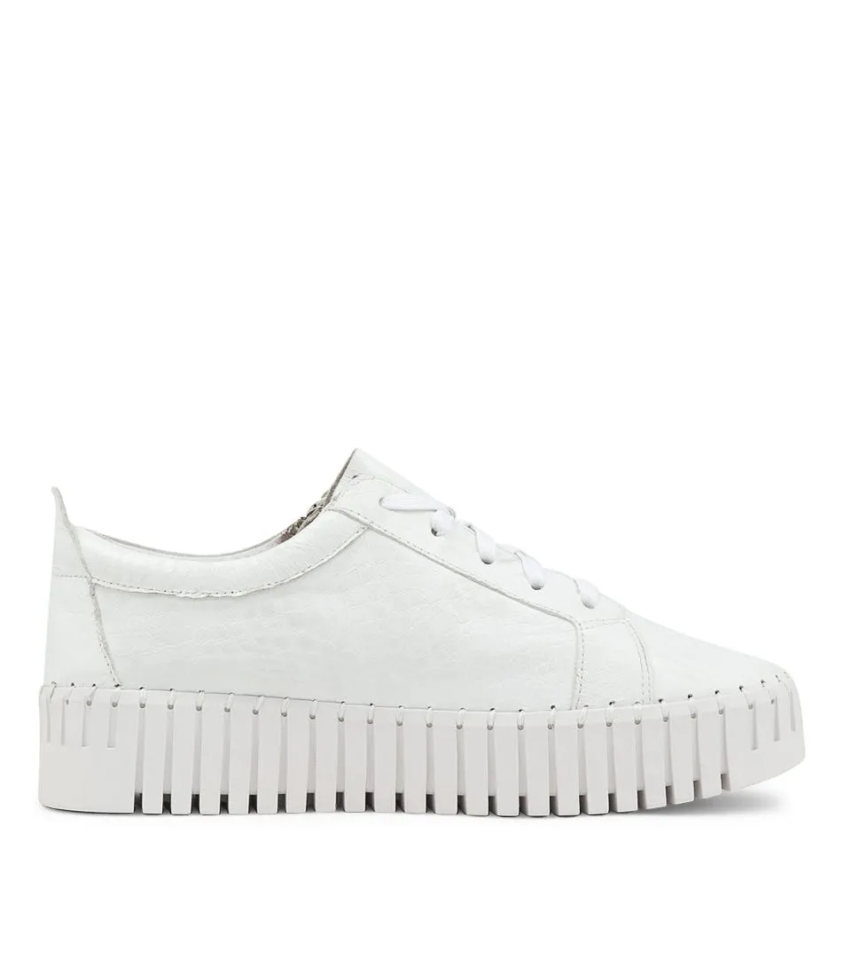 DJANGO & JULIETTE Bump White Croco Leather Sneakers Ws