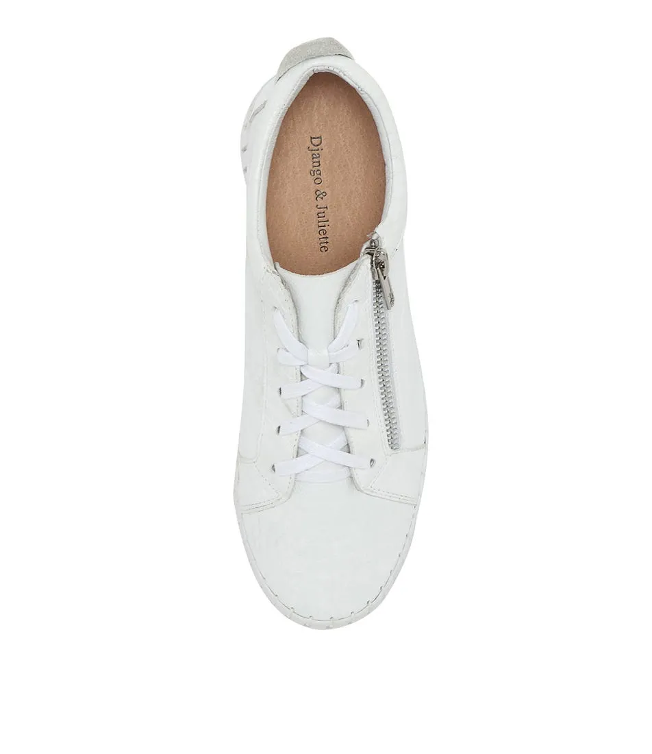 DJANGO & JULIETTE Bump White Croco Leather Sneakers Ws