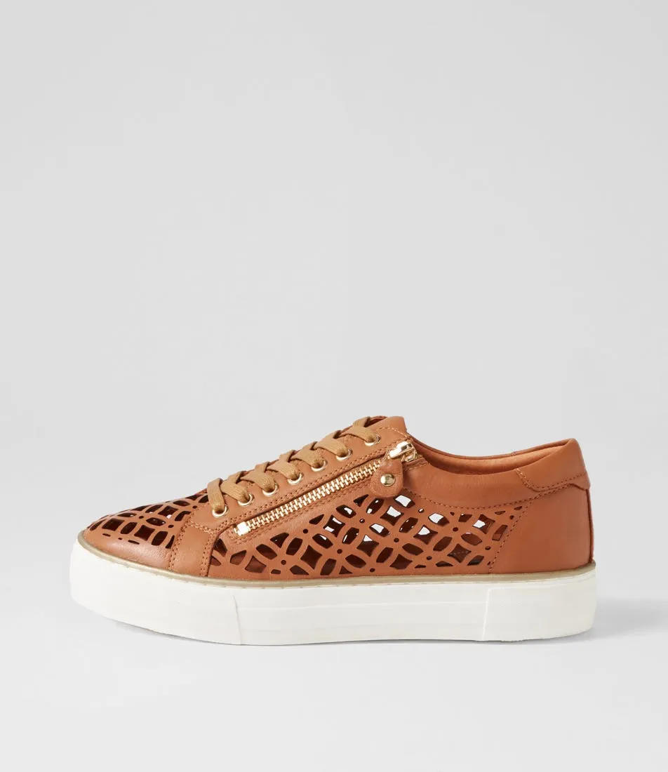 DJANGO & JULIETTE Flynng Tan White Leather Sneakers