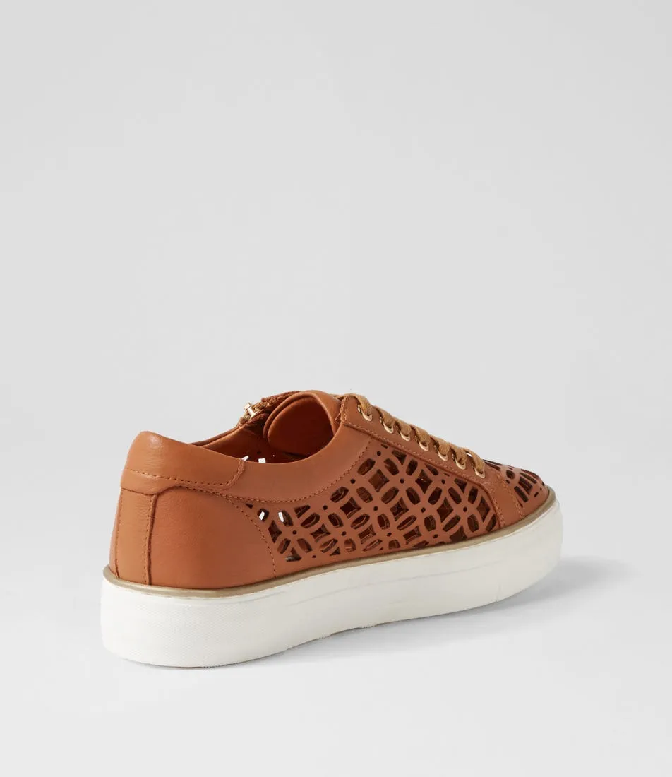 DJANGO & JULIETTE Flynng Tan White Leather Sneakers