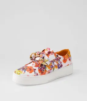 DJANGO & JULIETTE Layart Orange Poppy White Leather Sneakers