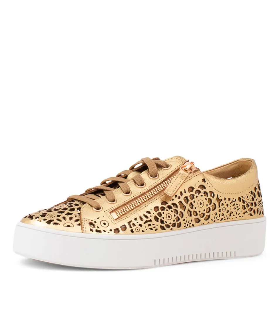 DJANGO & JULIETTE Leitha Old Gold Leather Sneakers