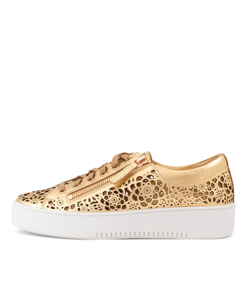 DJANGO & JULIETTE Leitha Old Gold Leather Sneakers