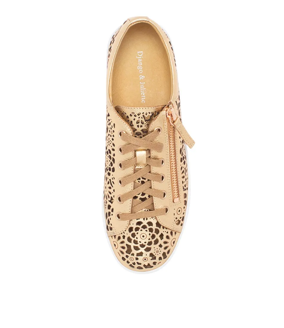 DJANGO & JULIETTE Leitha Old Gold Leather Sneakers