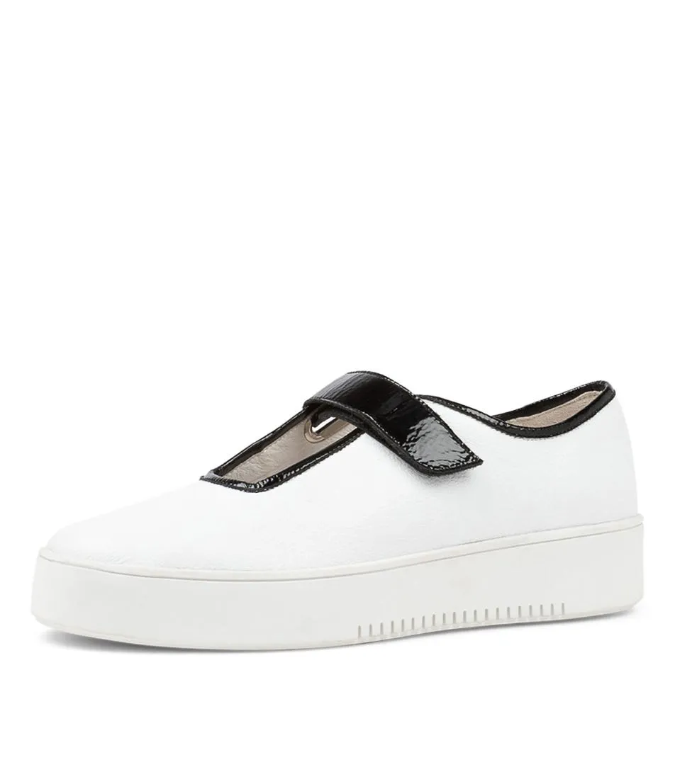 DJANGO & JULIETTE Lynlee White Black Patent Leather Sneakers