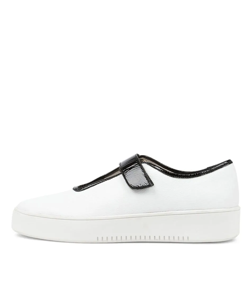 DJANGO & JULIETTE Lynlee White Black Patent Leather Sneakers