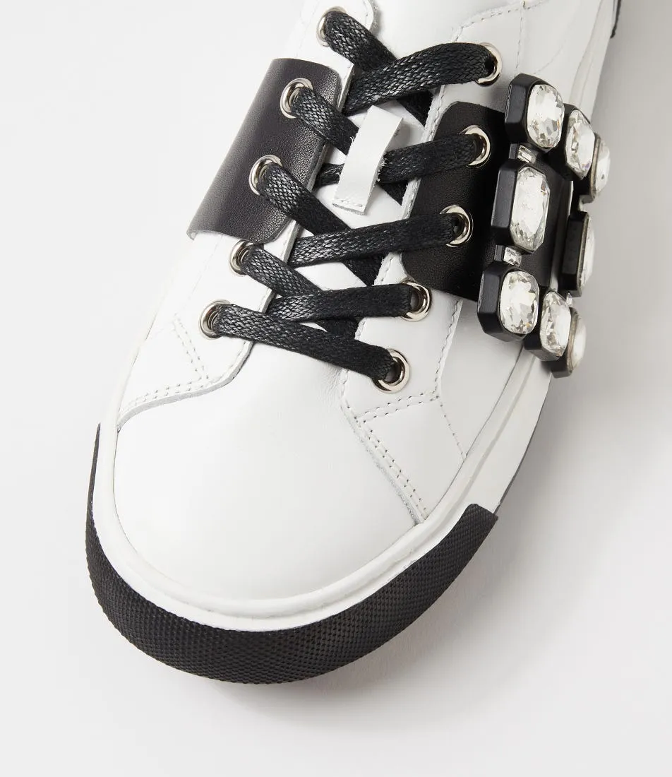 DJANGO & JULIETTE Tamir White Black Leather Sneakers