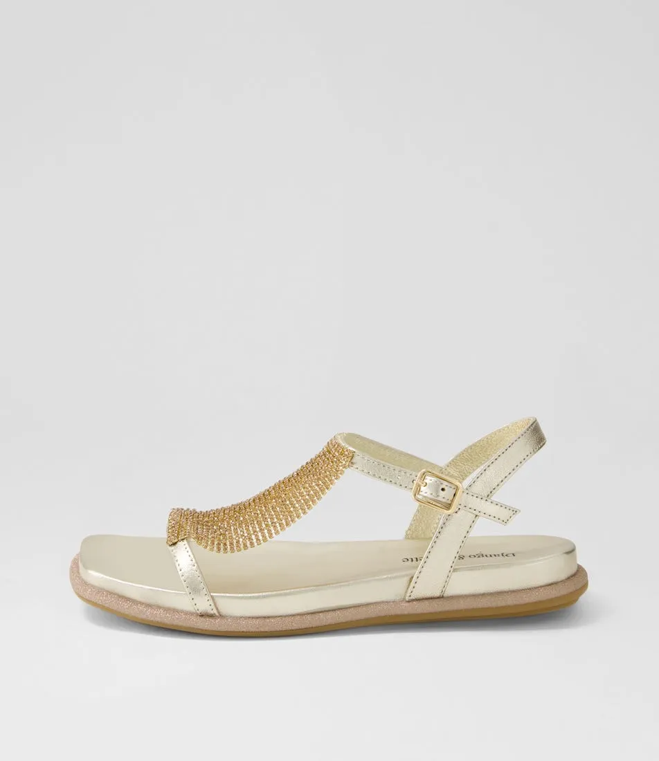 DJANGO & JULIETTE Yerrys Pale Gold Leather Sandals