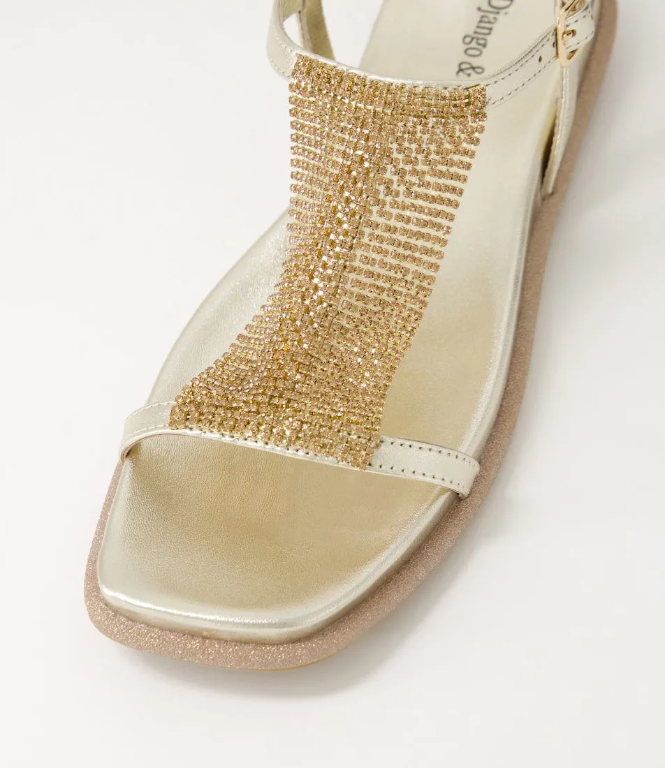 DJANGO & JULIETTE Yerrys Pale Gold Leather Sandals