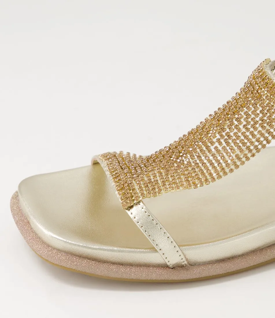 DJANGO & JULIETTE Yerrys Pale Gold Leather Sandals