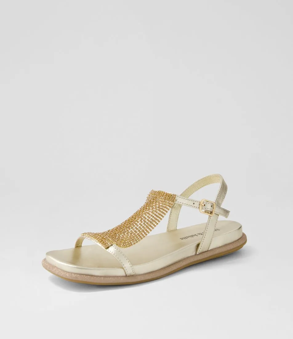 DJANGO & JULIETTE Yerrys Pale Gold Leather Sandals