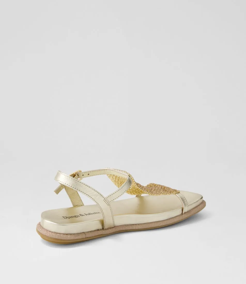 DJANGO & JULIETTE Yerrys Pale Gold Leather Sandals