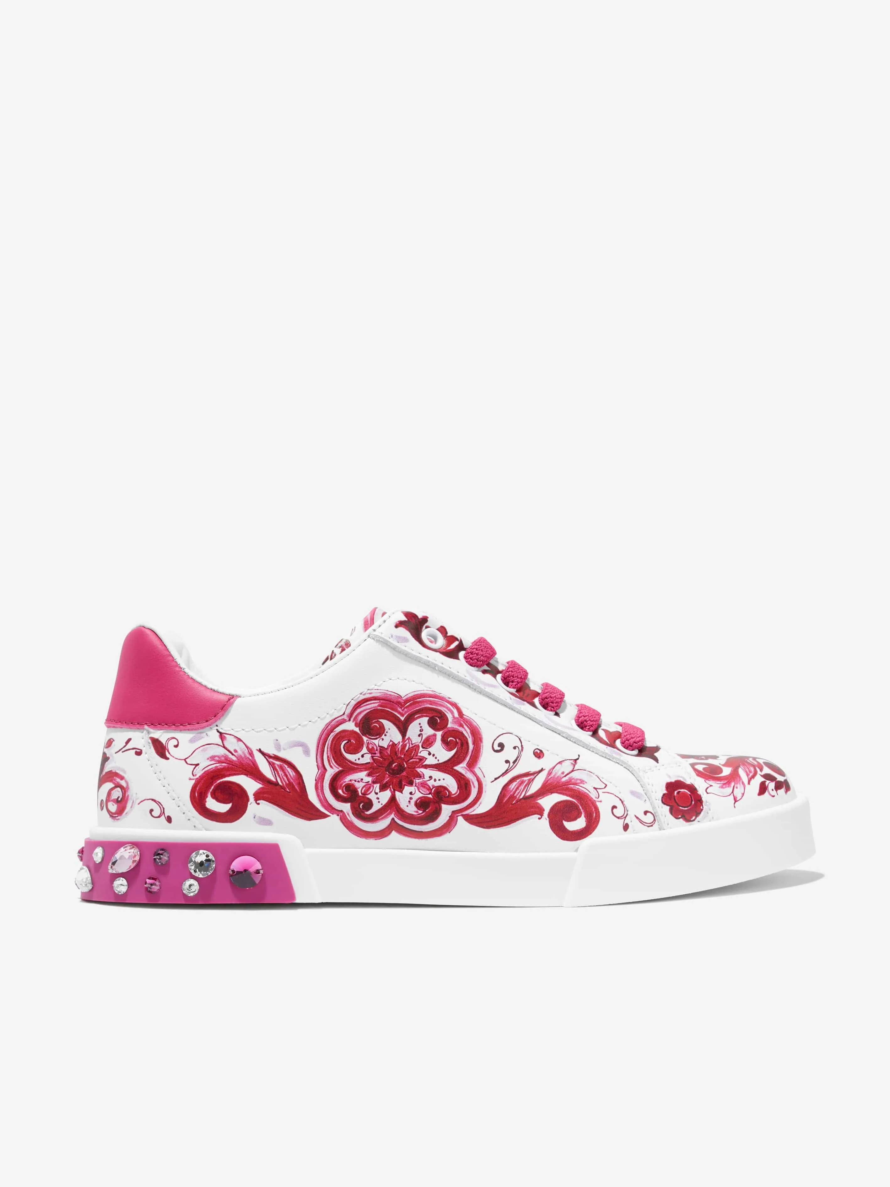 Dolce & Gabbana Girls Leather Portofino Trainers in White