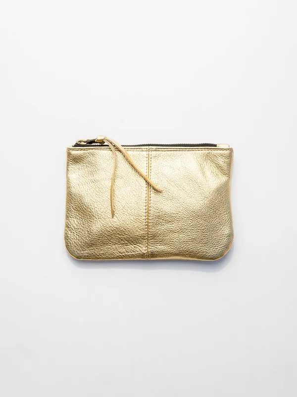 Elodie Leather Makeup Bag - Gold