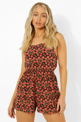 Floral Cut Out Strappy Romper