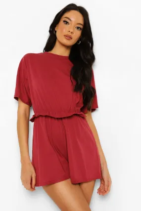 Frill Waist Oversized Smock Romper