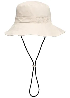 GANNI Logo-embroidered cotton bucket hat  -                         -                     -                